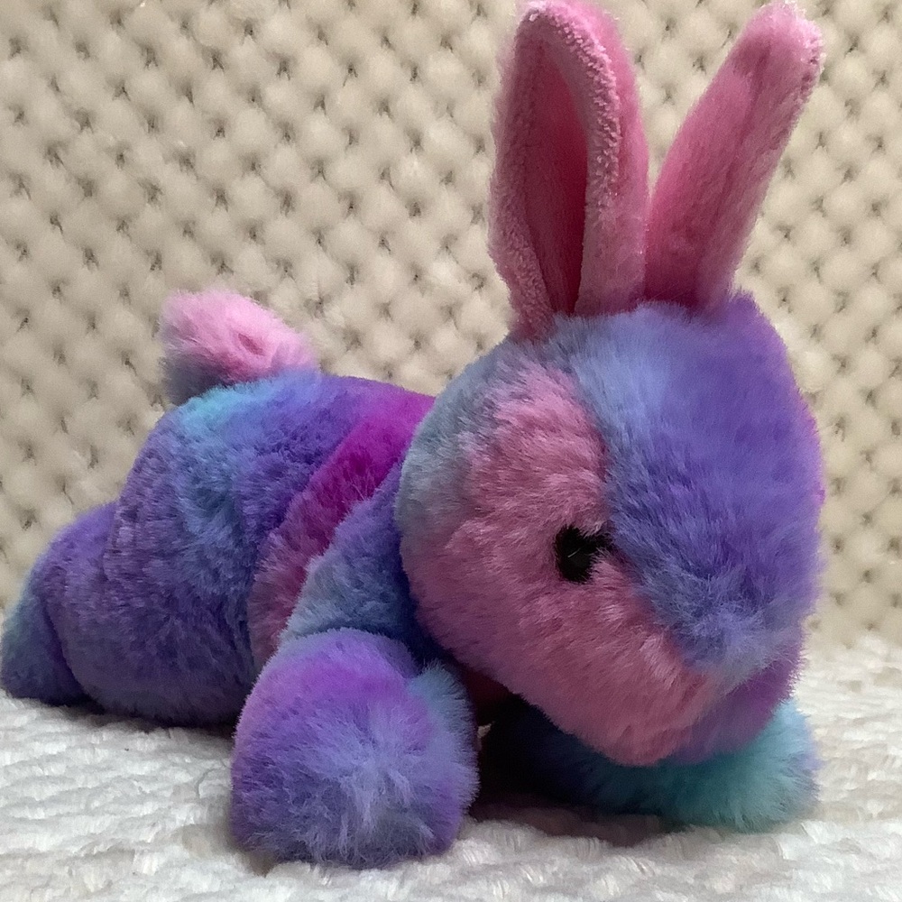 Soft AURORA World Flopsie Multi Colour Tie Dye Plush Bunny Rabbit Stuffed Toy